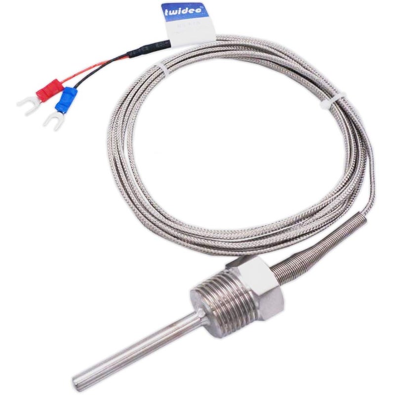 Twidec /2M NPT 1/2"inch (6X50MM) Pipe Thread Temperature Sensor Probe Two Wire Temperature Controller (0~600℃) 304 Stainless Steel K Type Thermocouple MT-205-1/2 - Image 1